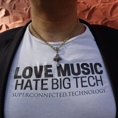 LOVE MUSIC HATE BIG TECH WHITE T-SHIRT