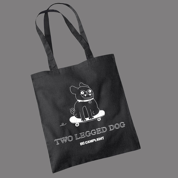 TWO LEGGED DOG BLACK TOTE BAG