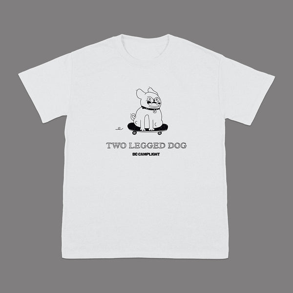 TWO LEGGED DOG WHITE T-SHIRT (BLACK PRINT)