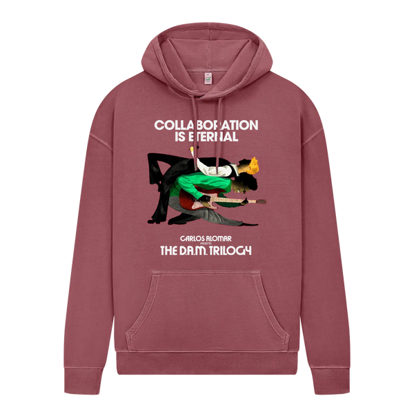 Collaboration Is Eternal Hoody Stone Washed burgundy