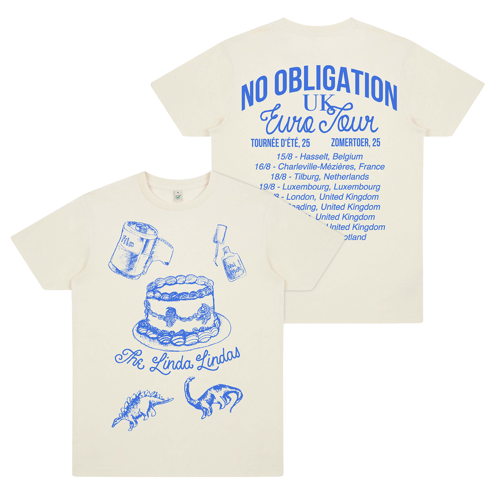 NO OBLIGATION UK/EU 2025 TOUR T-SHIRT (NATURAL) | The Linda Lindas