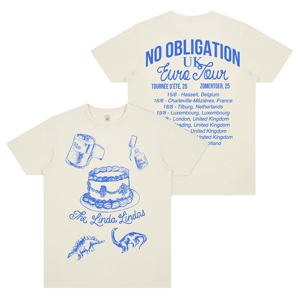 NO OBLIGATION UK/EU 2025 TOUR T-SHIRT (NATURAL)