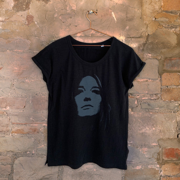 Ghosted Scoop Neck Female Black T-shirt