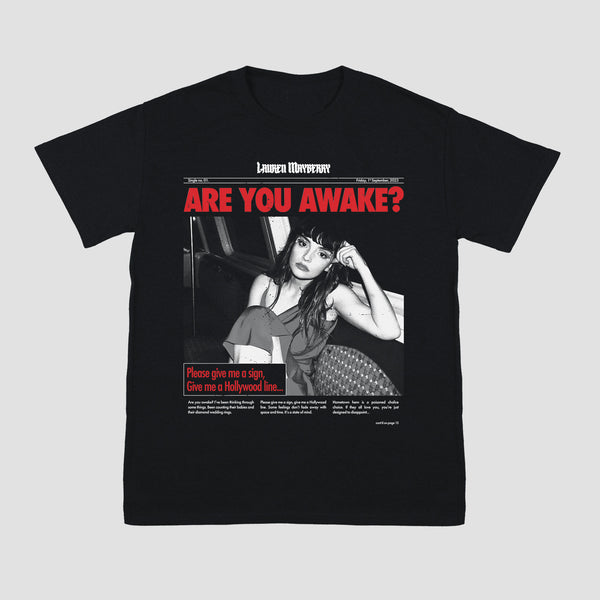 Are You Awake Newspaper T-Shirt (Black)