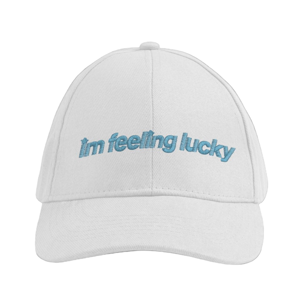 White I'm Feeling lucky hat