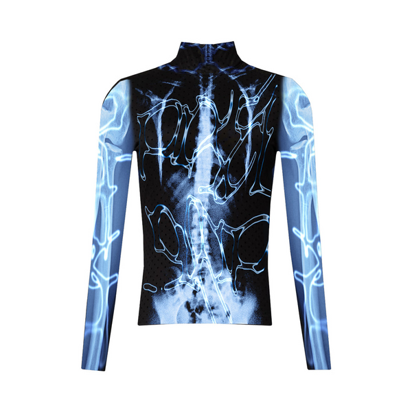 Mesh Jersey Blue Turtle Neck Longsleeve