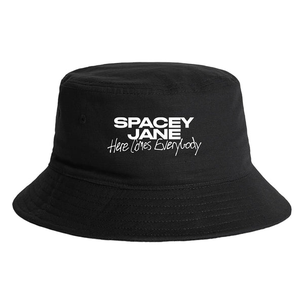 HERE COMES EVERYBODY BLACK BUCKET HAT